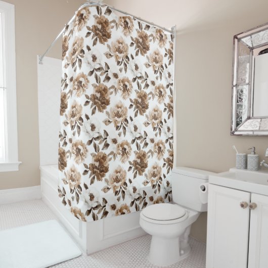 Brown Cream White Blume Weihnachten Duschvorhang (Beispiel)