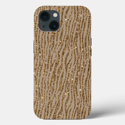 Brown Cream Zebra Animal Print Glitzer Case-Mate iPhone Hülle (Rückseite)