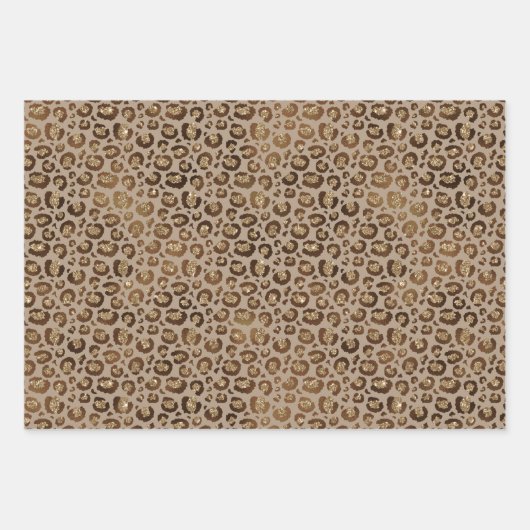 Brown Cream Zebra Animal Print Glitzer Geschenkpapier Set (Vorderseite 3)