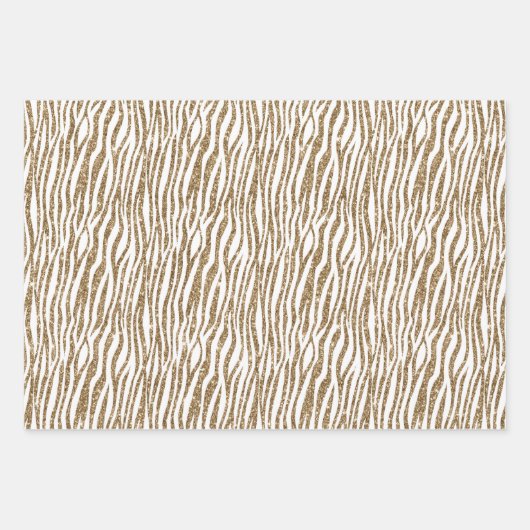 Brown Cream Zebra Animal Print Glitzer Geschenkpapier Set (Vorderseite 2)
