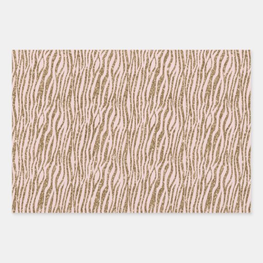 Brown Cream Zebra Animal Print Glitzer Geschenkpapier Set (Vorderseite 3)