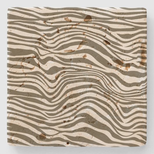 Brown Cream Zebra Animal Steinuntersetzer (Vorderseite)