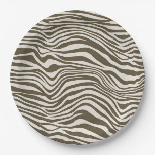 Brown Cream Zebra Print Pappteller