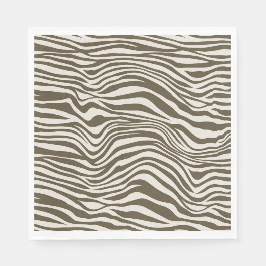 Brown Cream Zebra Print Serviette (Vorderseite)