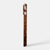 Brown Crocodile Leather Monogram iPhone 15 Hülle (Linke Seite)