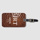 Brown Crocodile Leather Monogram Passport Gepäckanhänger (Vorderseite (Horizontal))