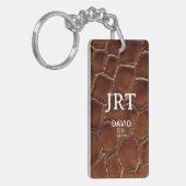 Brown Crocodile Leather Monogram Schlüsselanhänger (Vorderseite links)
