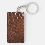 Brown Crocodile Leather Monogram Schlüsselanhänger (Rückseite)