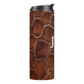Brown Crocodile Leather Monogram Travel Mug Thermosbecher (Nach links gedreht)