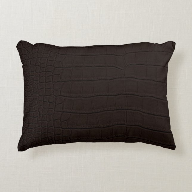 Brown Crocodile Skin Print Dekokissen (Vorderseite)