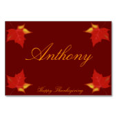 Brown Custom Erntedank Platzkarte Herbstlaub Tischnummer (Rückseite)