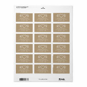 Brown Cute Couple Monogram Heart Return Address Adressaufkleber (Vorne)
