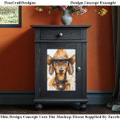 Brown Dackel Cowboy Sheriff Dog DP1 Decoupage Seidenpapier