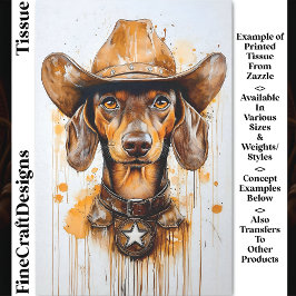 Brown Dackel Cowboy Sheriff Dog DP1 Decoupage Seidenpapier