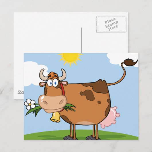 Brown Dairy Cow Postkarte (Vorne/Hinten)