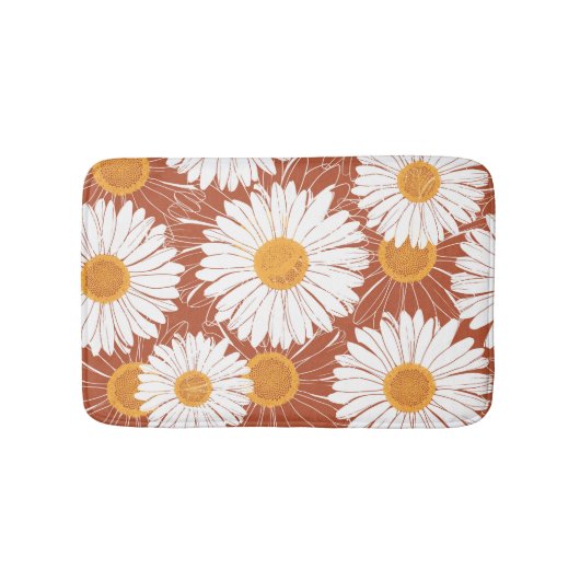 Brown Daisis: Muster nahtloser Blume Badematte (Vorderseite)