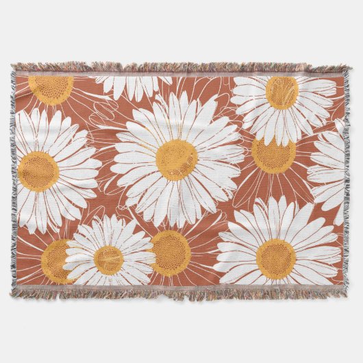 Brown Daisis: Muster nahtloser Blume Decke (Vorderseite)