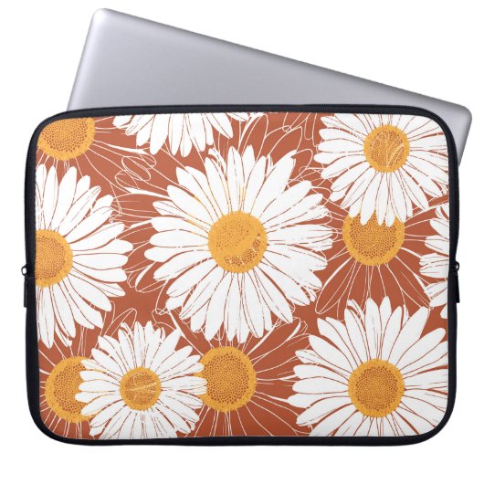 Brown Daisis: Muster nahtloser Blume Laptopschutzhülle (Vorderseite)