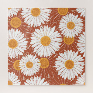 Brown Daisis: Muster nahtloser Blume Puzzle