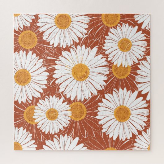 Brown Daisis: Muster nahtloser Blume Puzzle (Vertikal)