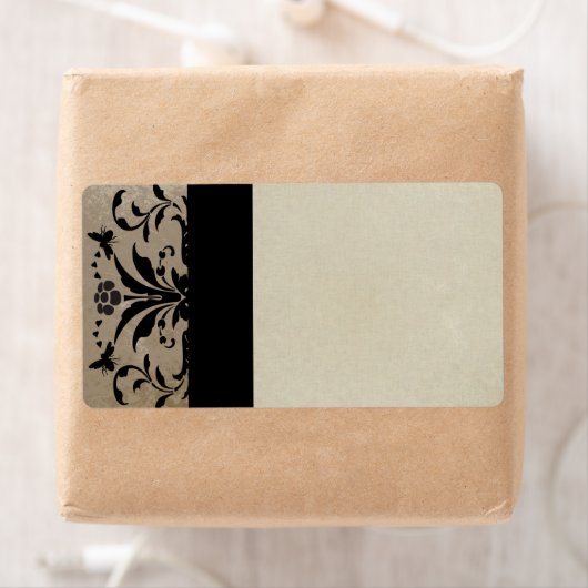 Brown Damask Address Shipping Labels - (Insitu)