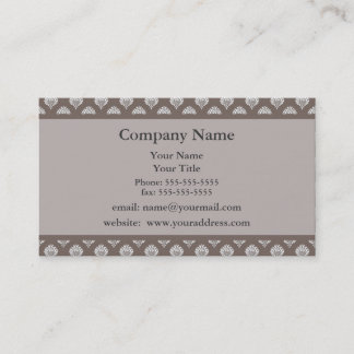 Brown Damask Appointment Reminder Business Card Terminkarte