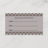Brown Damask Appointment Reminder Business Card Terminkarte (Rückseite)