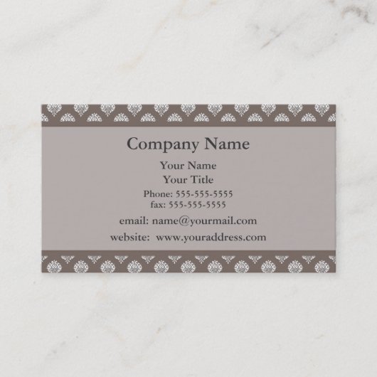 Brown Damask Appointment Reminder Business Card Terminkarte (Vorderseite)