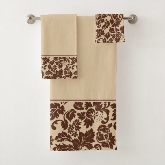 Brown Damask Badhandtuch Set (Insitu)
