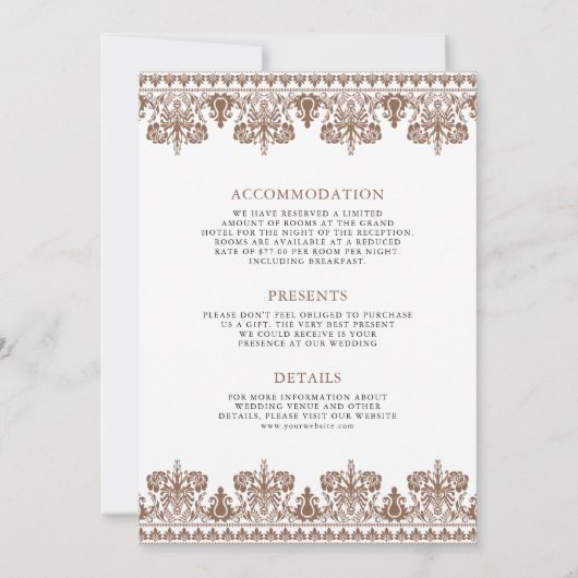 Brown Damask Border Anand Karaj Sikh Wedding Einladung (Rückseite)