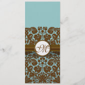 Brown Damask Monogram Wedding Program Programm (Rückseite)