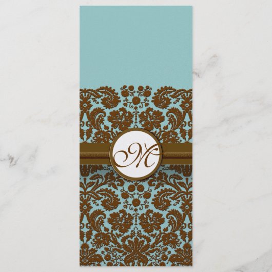 Brown Damask Monogram Wedding Program Programm (Rückseite)