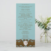 Brown Damask Monogram Wedding Program Programm (Stehend Vorderseite)
