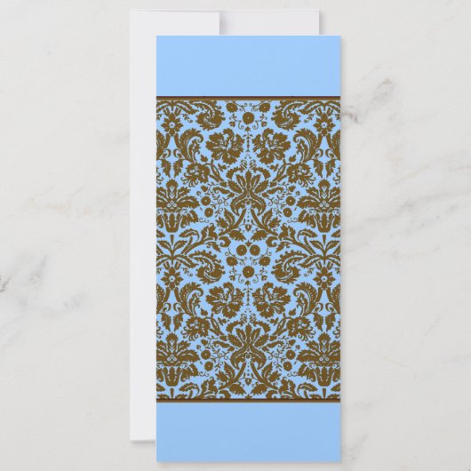Brown Damask on Aqua Blue Wedding Einladung (Rückseite)