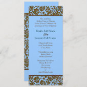 Brown Damask on Aqua Blue Wedding Einladung (Vorne/Hinten)