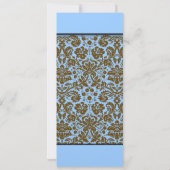 Brown Damask on Aqua Blue Wedding Einladung (Rückseite)