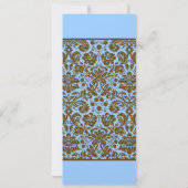 Brown Damask on Aqua Blue Wedding Einladung (Rückseite)