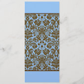 Brown Damask on Blue Wedding Program Programm (Rückseite)