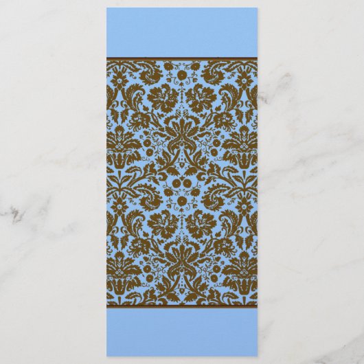 Brown Damask on Blue Wedding Program Programm (Rückseite)