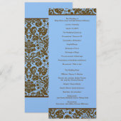 Brown Damask on Blue Wedding Program Programm (Vorne/Hinten)