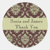 Brown Damask personalisierter Aufkleber (Vorderseite)