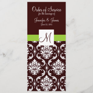 Brown-Damast-Hochzeits-Programme mit Monogramm Programm