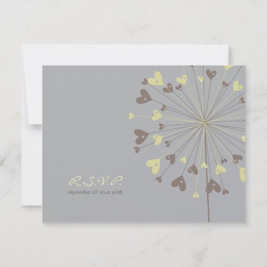 Brown Dandelion Blume Liebe Wedding RSVP Card (Rückseite)