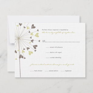 Brown Dandelion Blume Liebe Wedding RSVP Card Karte
