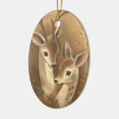 Brown Deer Couple Personalisiertes Weihnachtsgesch Keramik Ornament (Links)