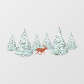 Brown Deer under Snow Covered Spruce Trees Fensteraufkleber (Blatt)