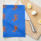 Brown Deer Walking Festivals Muster Blau Geschirrtuch (Viertel Falte)
