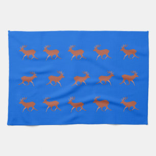 Brown Deer Walking Festivals Muster Blau Geschirrtuch