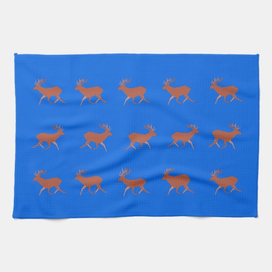 Brown Deer Walking Festivals Muster Blau Geschirrtuch (Horizontal)