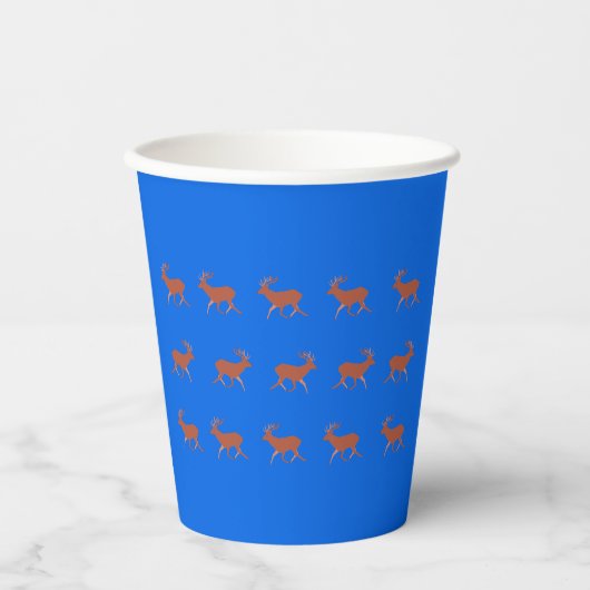 Brown Deer Walking Festivals Muster Blau Pappbecher (Vorderseite)